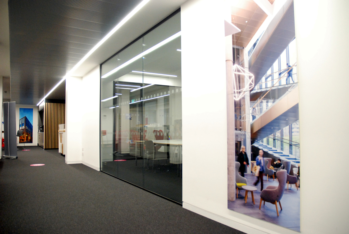Office fitout partitioning and walkway