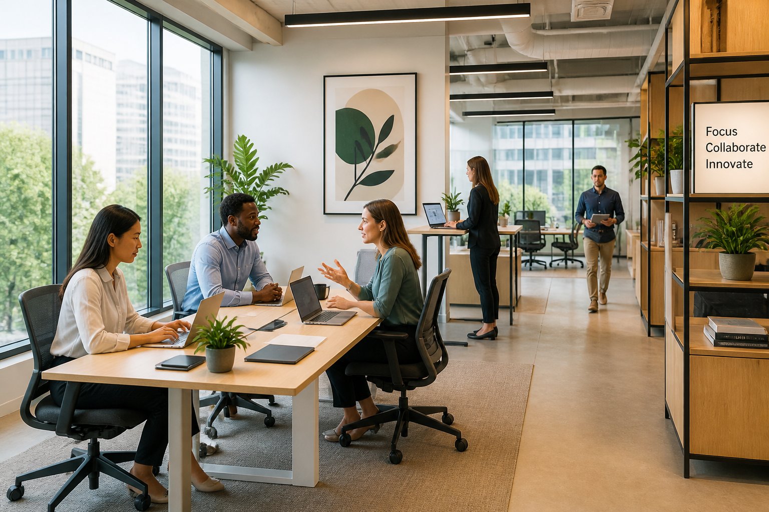 Staff at work in modern office setting